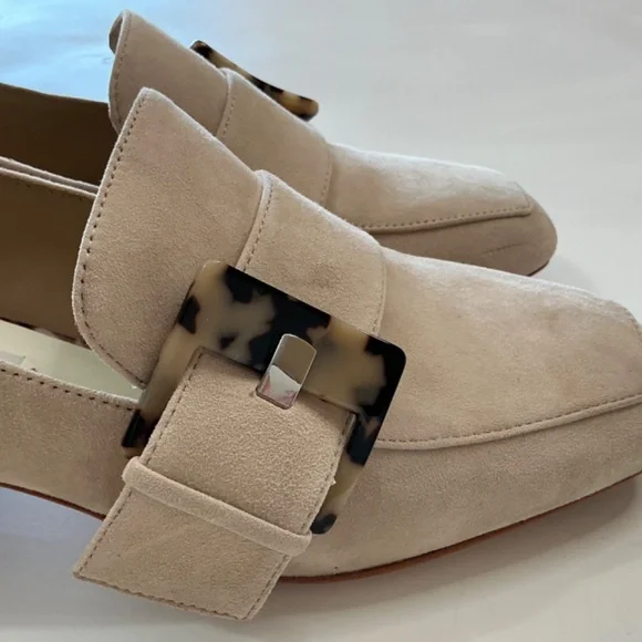 Deltan Veronica Suede Tortoise Buckle Flared Block spring heel pumps 9M - Picture 7 of 13